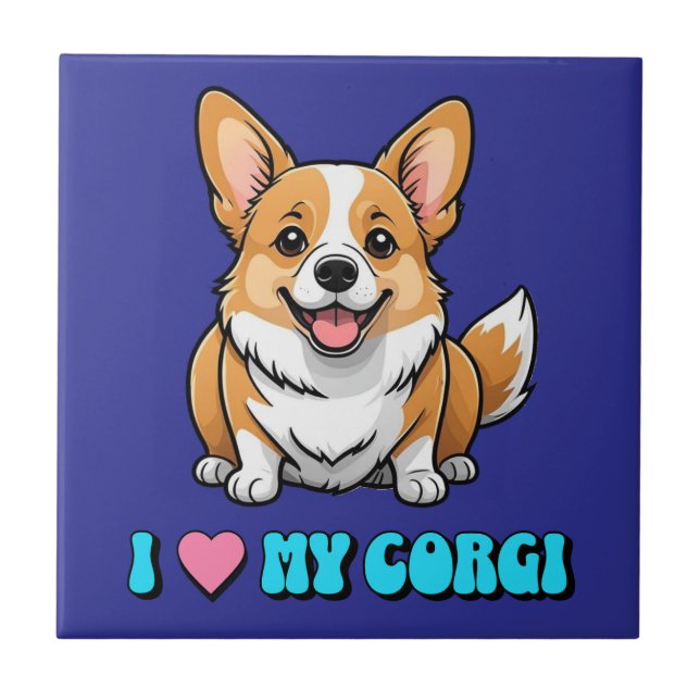 I Love My Corgi Kakelplatta (Framsidan)