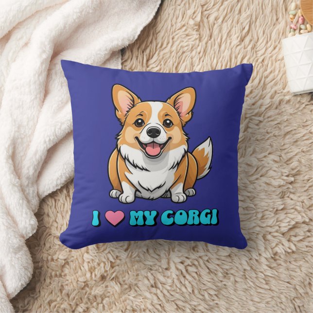 I Love My Corgi Kudde (Filt)
