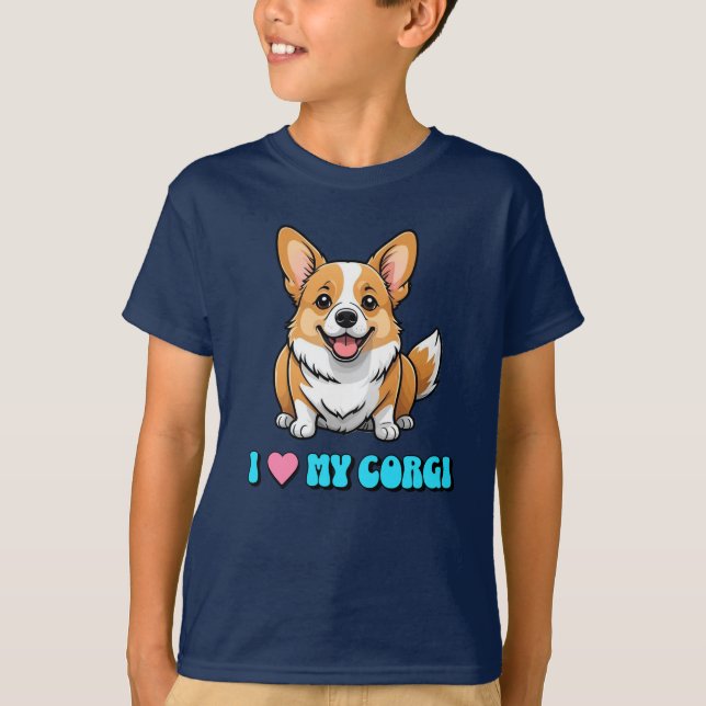 I Love My Corgi T Shirt (Framsida)