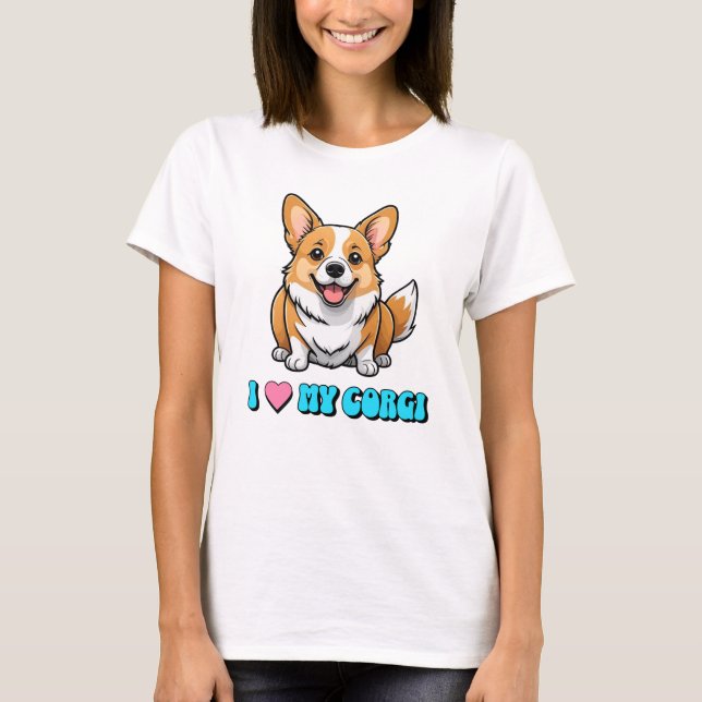 I Love My Corgi T Shirt (Framsida)
