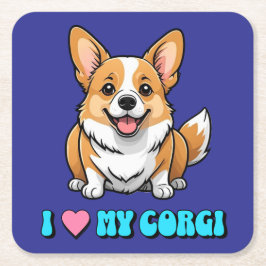 I Love My Corgi Underlägg Papper Kvadrat