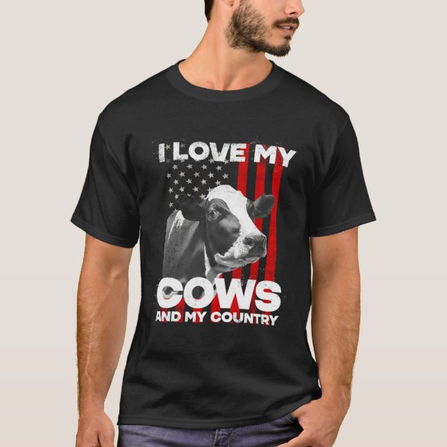 I love my cows dairy farmer farming     t shirt (Framsida)