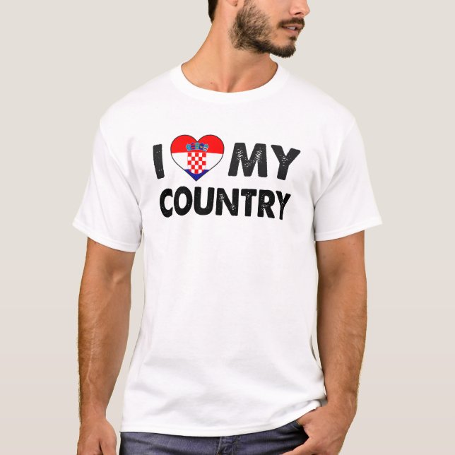 I Love My Croatia Herz T-Shirt (Framsida)
