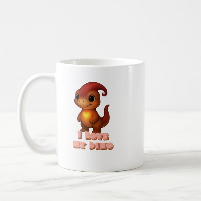 I Love My Dino Becher Kammli mit Herz  Kaffemugg (Vänster)