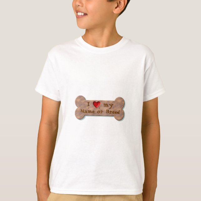 I Love my Dog Breed Biscuit template T Shirt (Framsida)