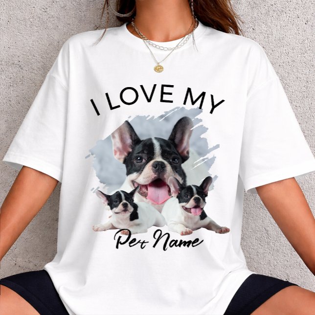 I Love My Dog Custom Photo Pet Cat Personalized  T Shirt (Skapare uppladdad)