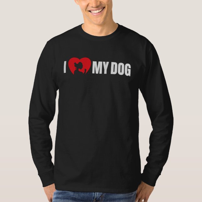 I Love My Dog with Dog Silhouette in Heart T Shirt (Framsida)