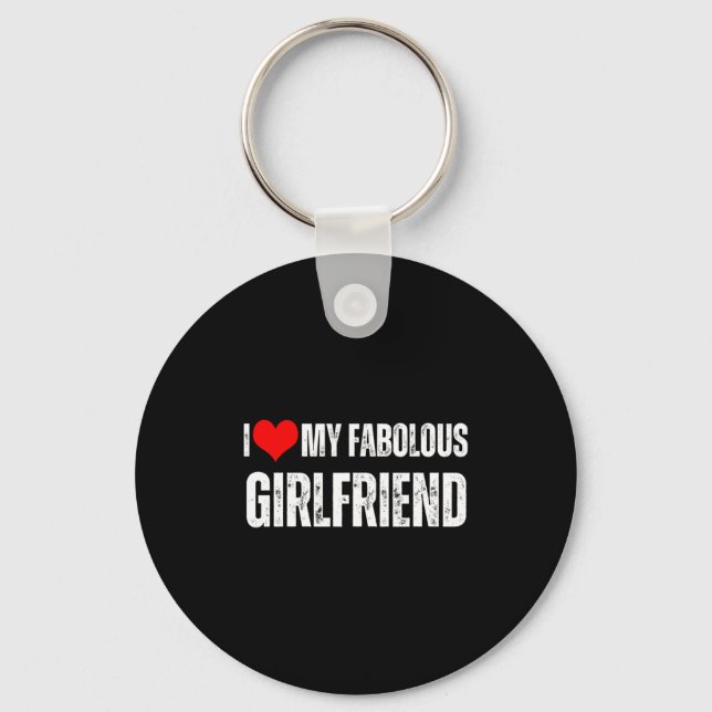 I Love My Fabulous Girlfriend Retro Style Valentin Nyckelring (Framsida)