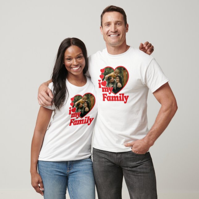 I Love My Family Heart Photo T Shirt (Unisex)