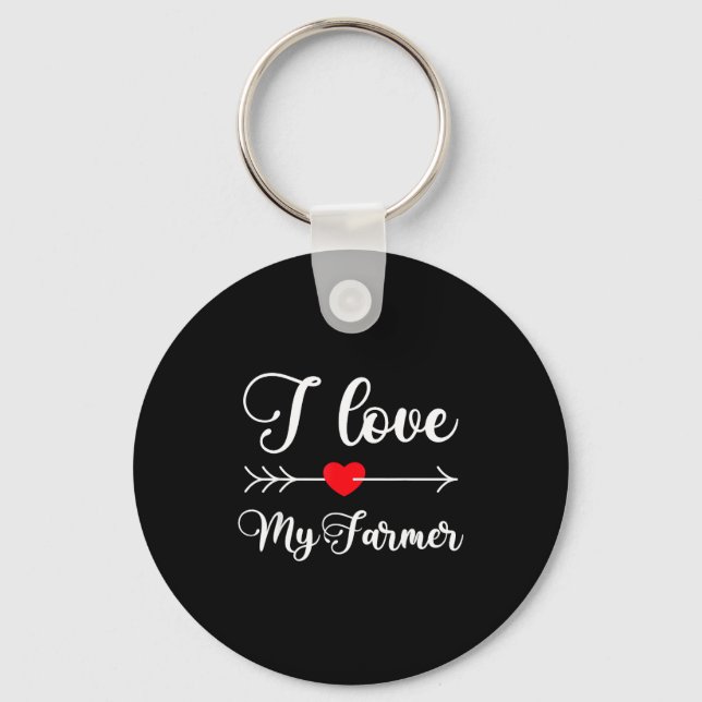 I Love My Farmer Quote Farmer's Wife Girlfriend Hu Nyckelring (Framsida)