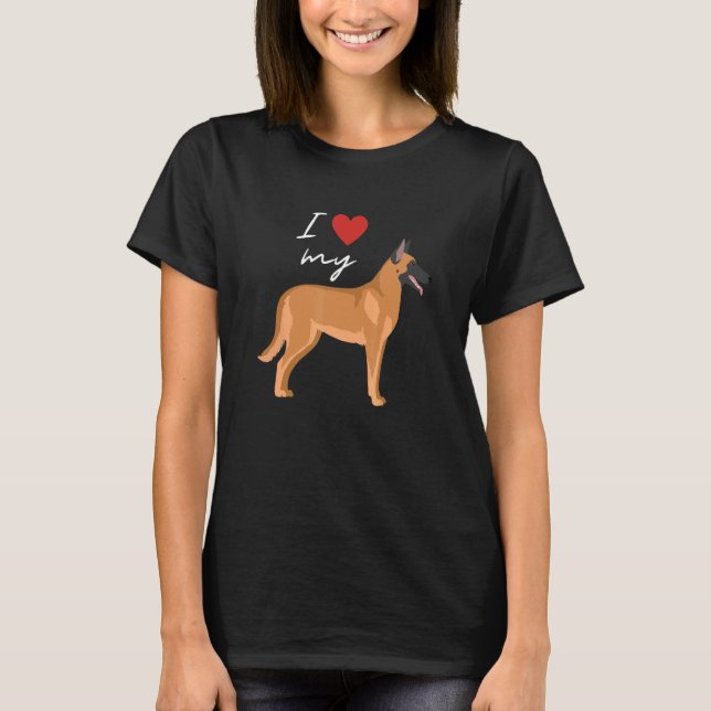 I Love My Fawn Sable Belgian Malinois Dog   T Shirt (Framsida)