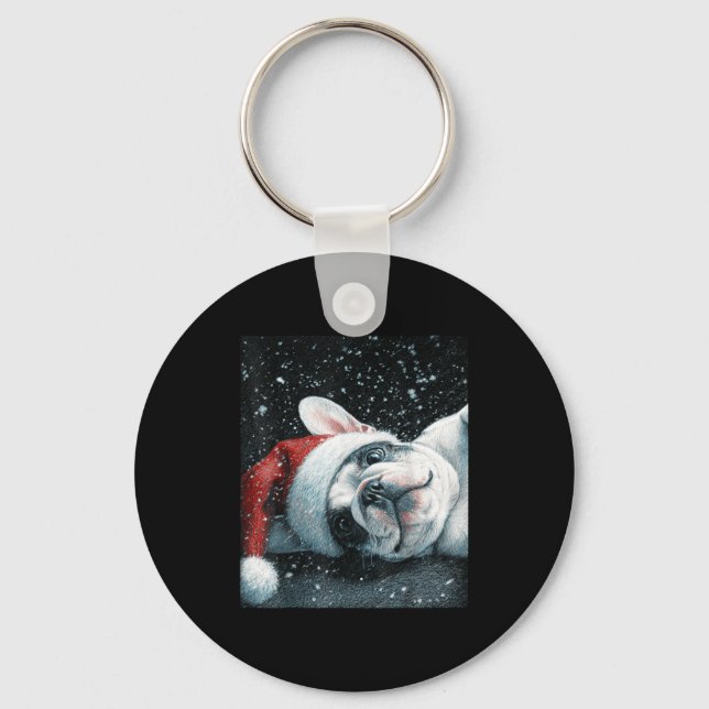 I Love My French Bulldog Christmas Cute  Nyckelring (Framsida)