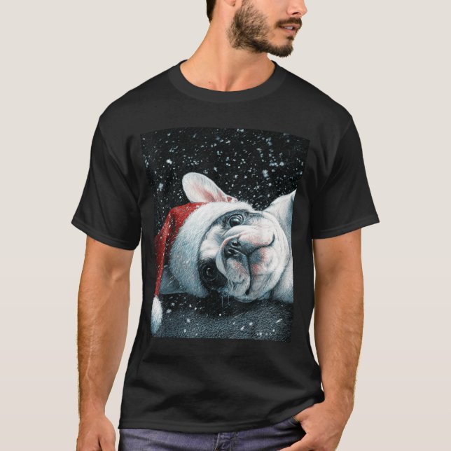 I Love My French Bulldog Christmas Cute  T Shirt (Framsida)