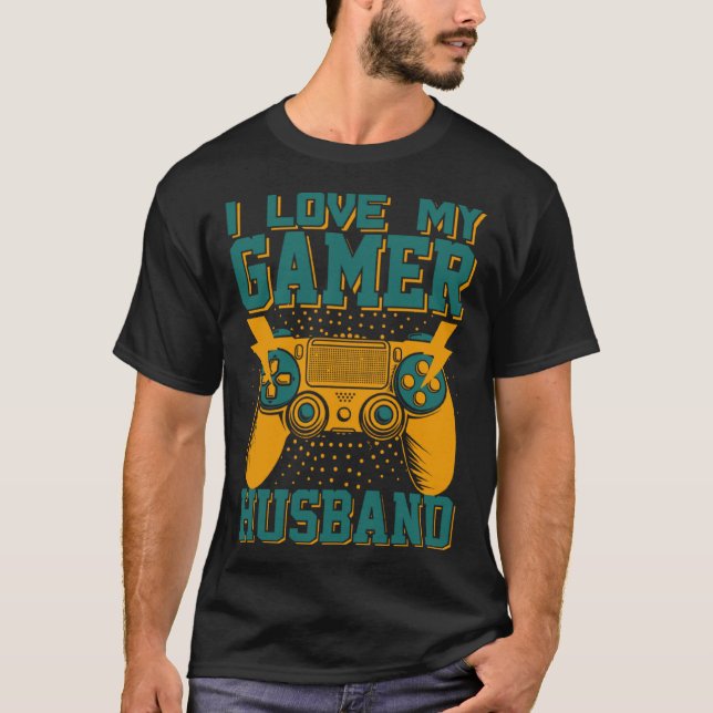 I Love My Gamer Husband Video Gamer Couple  3 T Shirt (Framsida)