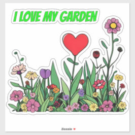 I Love My Garden" Sticker | Colorful Wildflowers  Klistermärken