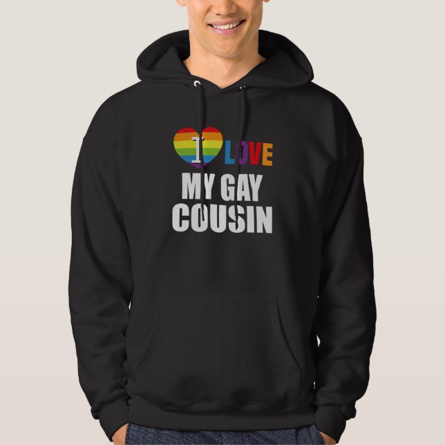 I Love My Gay Cousin LGBT Gay Lesbian Hoodie (Framsida)
