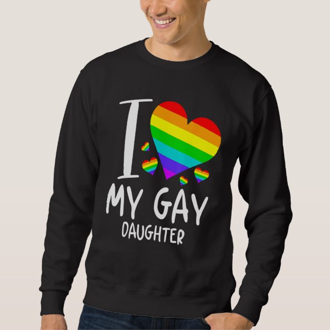 I Love My Gay Daughter LGBT Month Family Proud Lång Ärmad Tröja (Framsida)