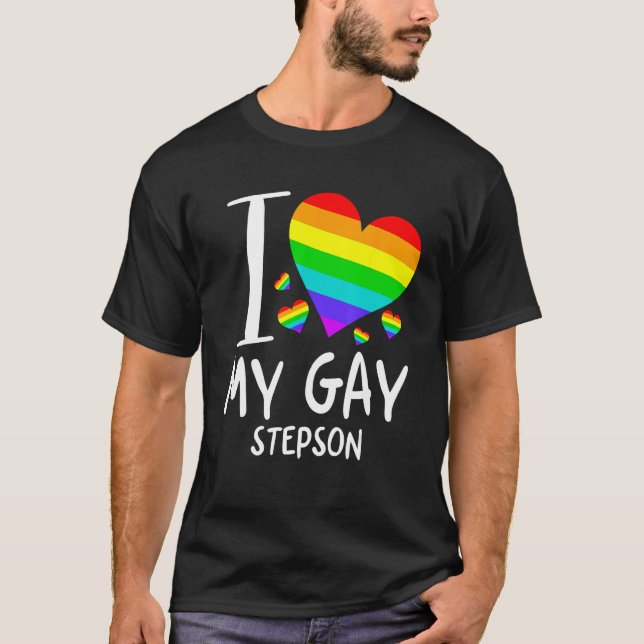 I Love My Gay Stepson LGBT Month Family Proud T Shirt (Framsida)