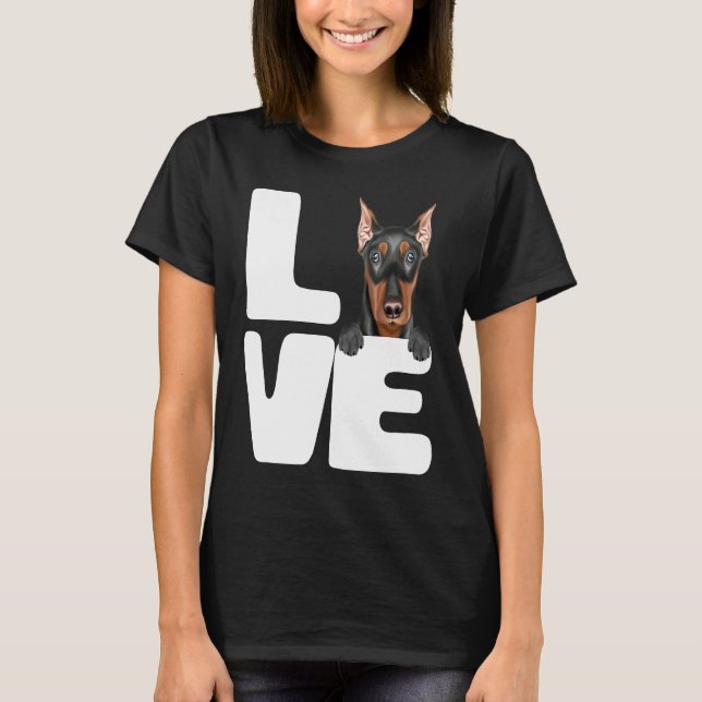 I Love My German Pinscher Dog T Shirt (Framsida)