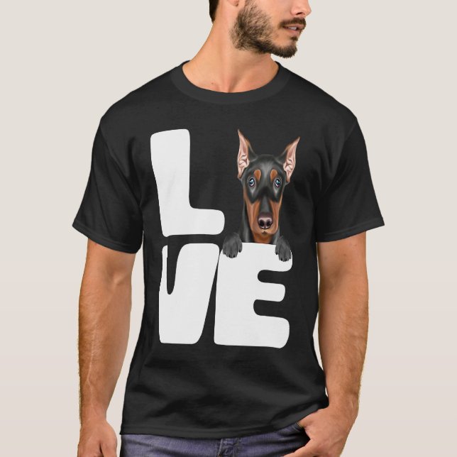 I Love My German Pinscher Dog T Shirt (Framsida)