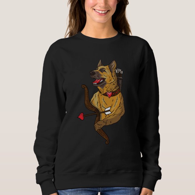 I Love My German Shepherd Cupid Dog  Valentines Da T Shirt (Framsida)