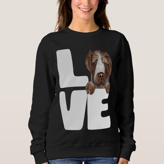 I Love My German Wirehaired Pointer Dog T Shirt (Framsida)