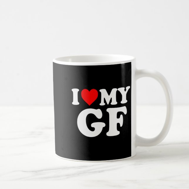 I Love My Gf Girlfriend Red Heart Valentines Day G Kaffemugg (Höger)