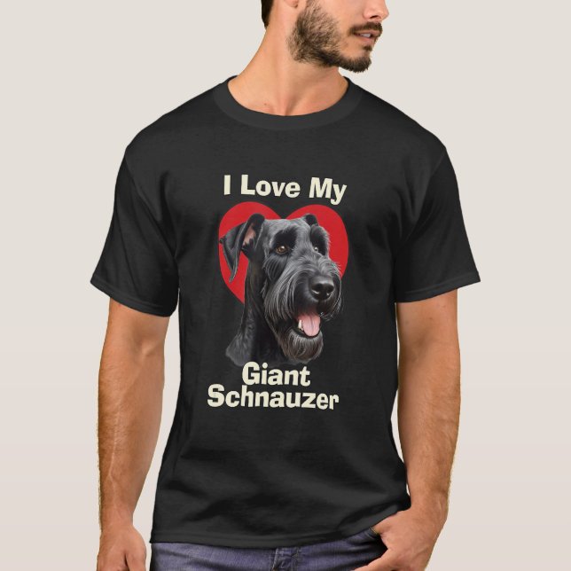 I Love My Giant Schnauzer Puppy Dog T Shirt (Framsida)