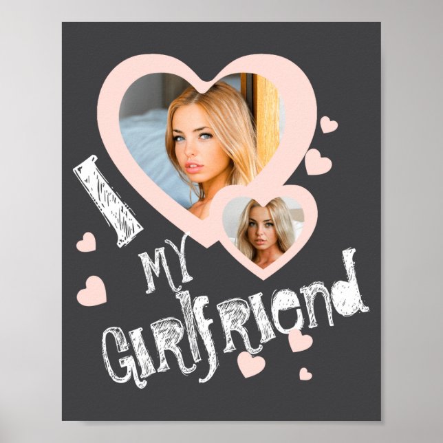 I Love My Girlfriend Chalkboard Doodles Black Cute Poster (Framsidan)
