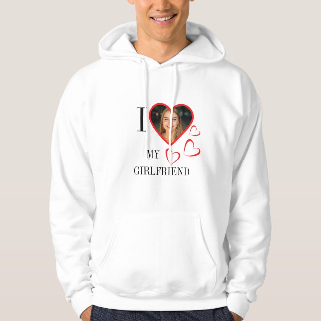  I Love My Girlfriend Custom Heart Your Photo  Hoodie (Framsida)