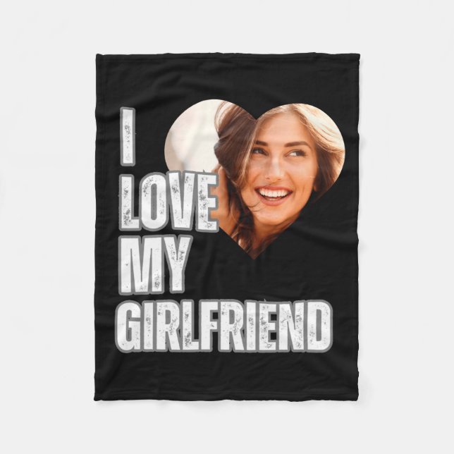 I Love My Girlfriend Heart Photo Boyfriend Gift  Fleecefilt (Framsidan)