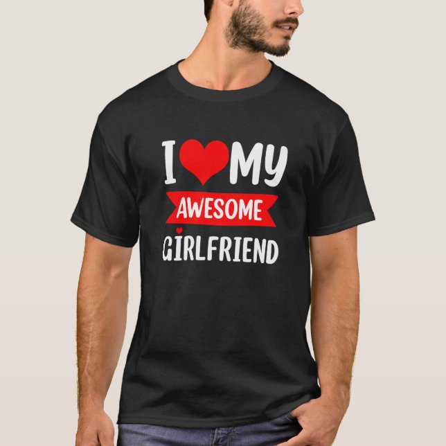 I Love My Girlfriend Heart Valentines Day Matching T Shirt (Framsida)