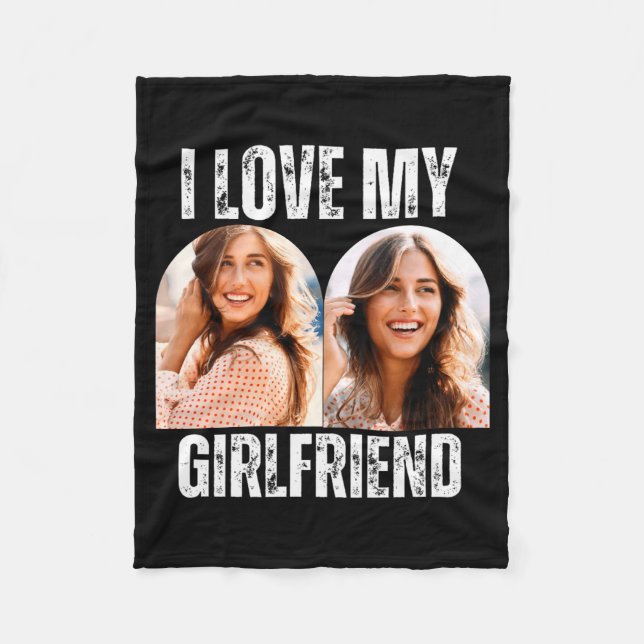 I Love My Girlfriend Photo Funny Boyfriend Gift  Fleecefilt (Framsidan)