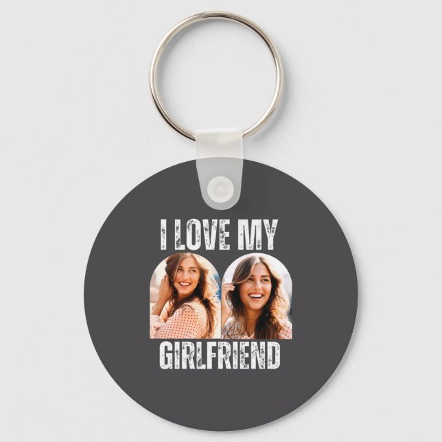 I Love My Girlfriend Photo Funny Boyfriend Gift  Nyckelring (Framsida)