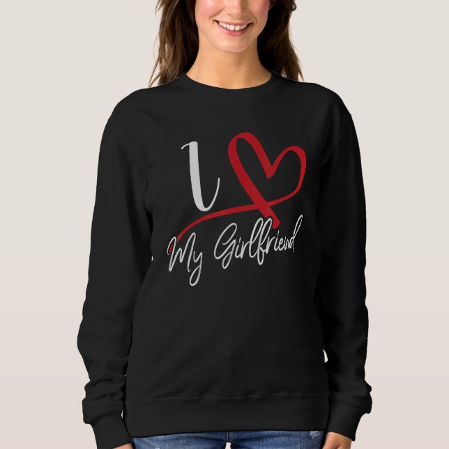 I Love My Girlfriend Red Heart Couples Valentines  T Shirt (Framsida)