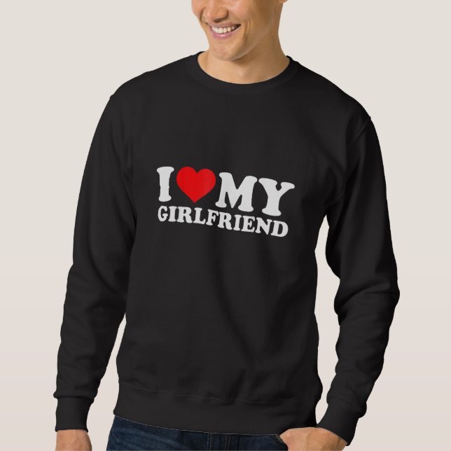 I Love My Girlfriend   Red Heart GF Men Women Lång Ärmad Tröja (Framsida)