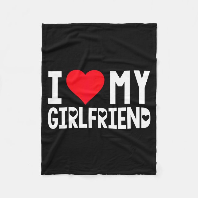 I Love My Girlfriend Shirt I Heart Girlfriend Love Fleecefilt (Framsidan)