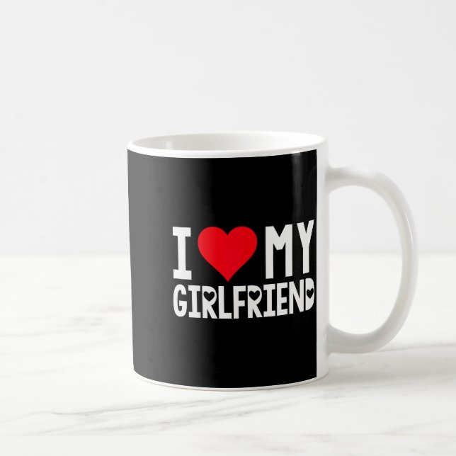 I Love My Girlfriend Shirt I Heart Girlfriend Love Kaffemugg (Höger)