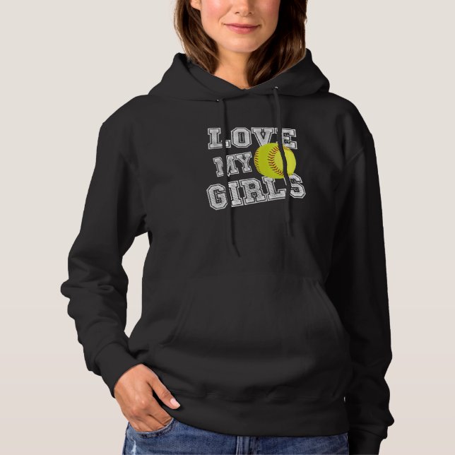 I Love My Girls Dad & Mom Softball Cute Softball M T Shirt (Framsida)