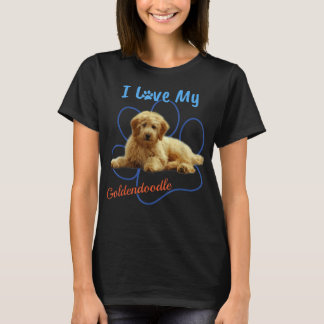 I Love My Goldendoodle Best Dog Lover Paw Print! T Shirt