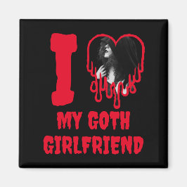 I Love My Goth Girlfriend Dripping Red Heart Photo Magnet