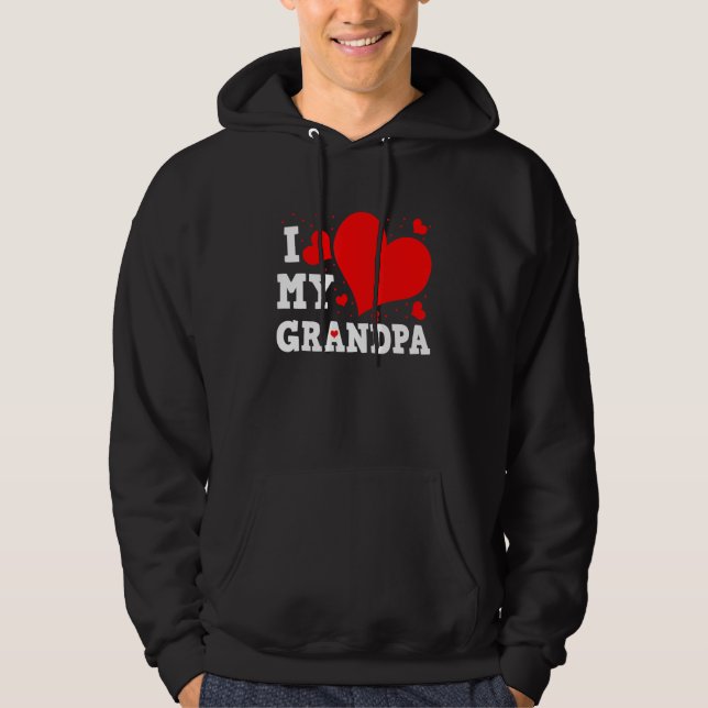 I Love My Grandpa Valentines Day Family Matching G Hoodie (Framsida)