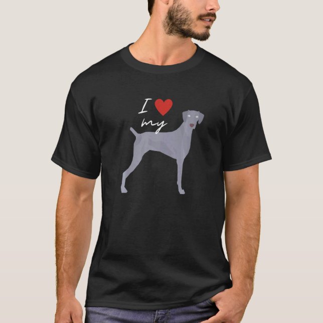 I Love My Gray Vizsla Dog T Shirt (Framsida)