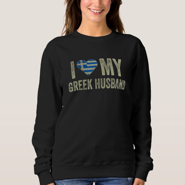 I Love My Greek Husband Greece Flag  Wife T Shirt (Framsida)