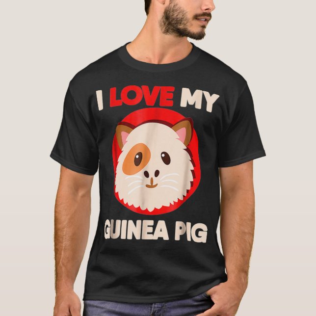 I Love My Guinea Pig   Piggie  T Shirt (Framsida)