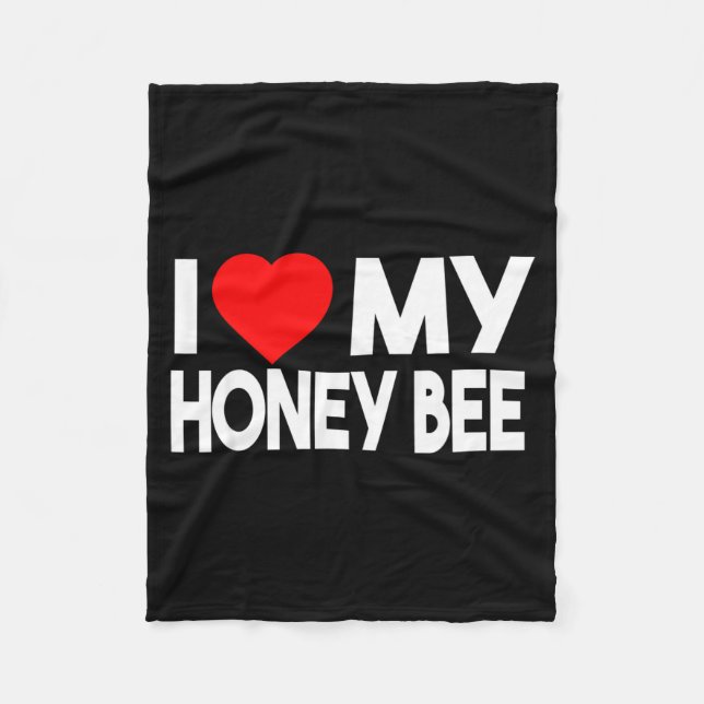 I Love My Honey Bee Shirt, Funny Animal Couple Mat Fleecefilt (Framsidan)