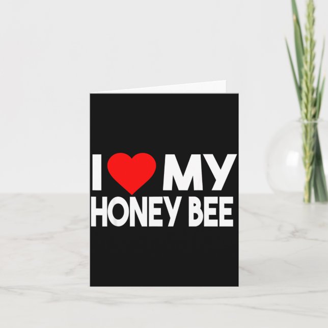 I Love My Honey Bee Shirt, Funny Animal Couple Mat Kort (Framsida)