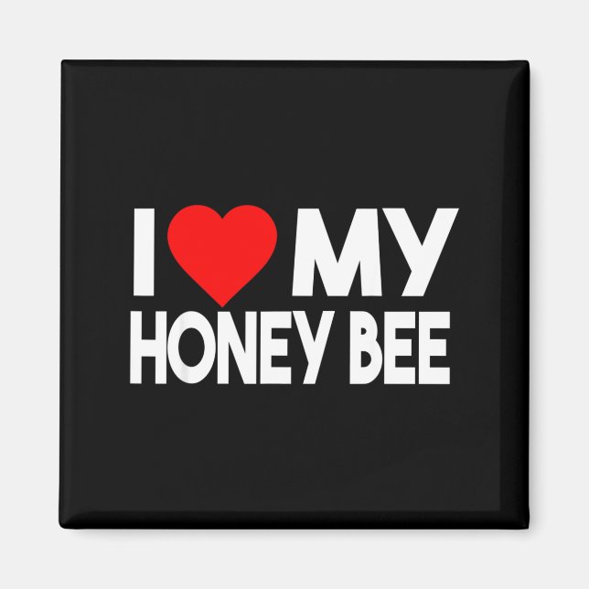 I Love My Honey Bee Shirt, Funny Animal Couple Mat Magnet (Framsidan)