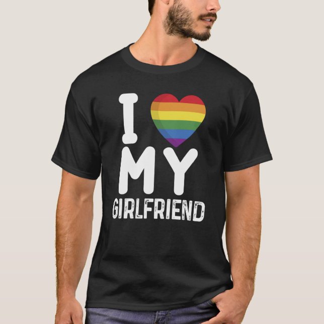 I Love My Hot Girlfriend I Love My Girlfriend Colo T Shirt (Framsida)