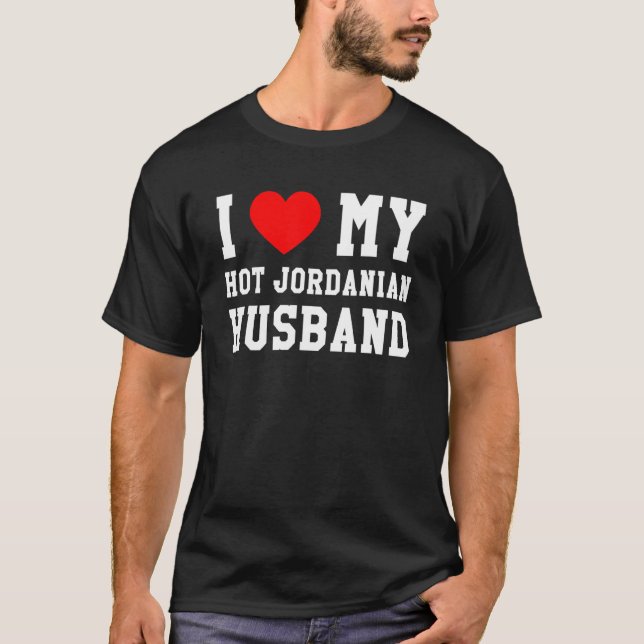 I Love My Hot Jordanian Husband Red Heart T Shirt (Framsida)
